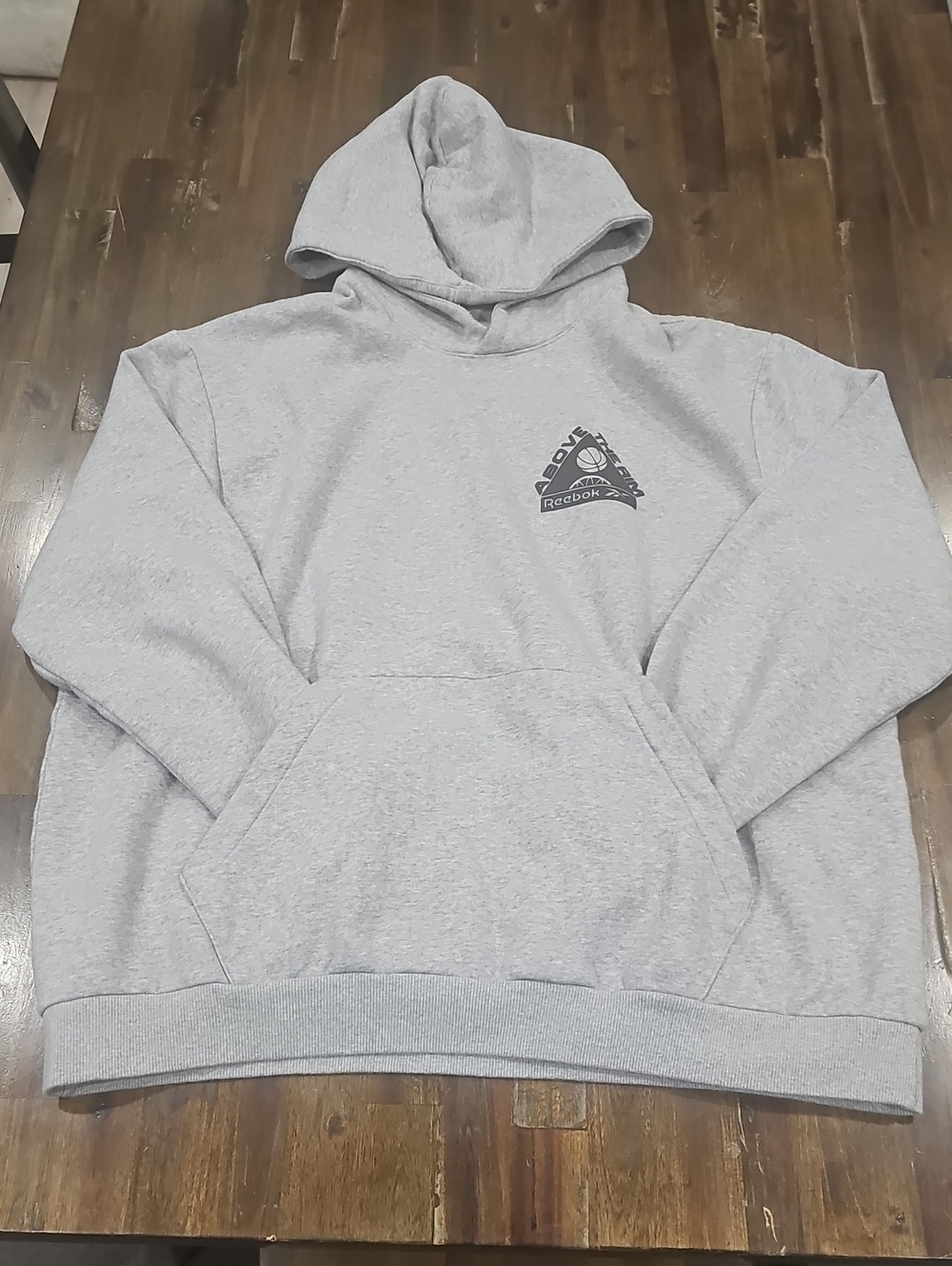 Reebok Above The Rim Light Gray Pullover Hoodie with Chest Logo
